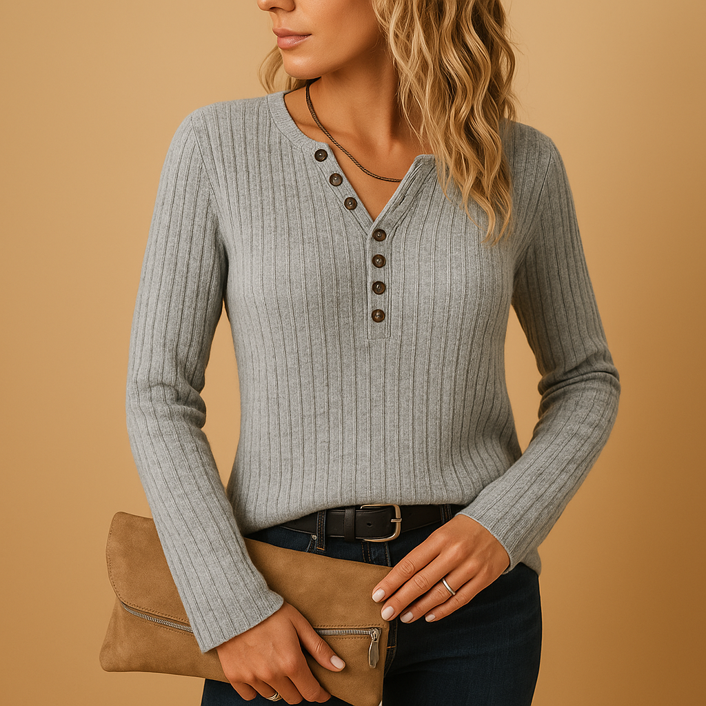 Ribbed V-Neck Women's Top | Soft Fabric | Casual Wear | Versatile Everyday Style