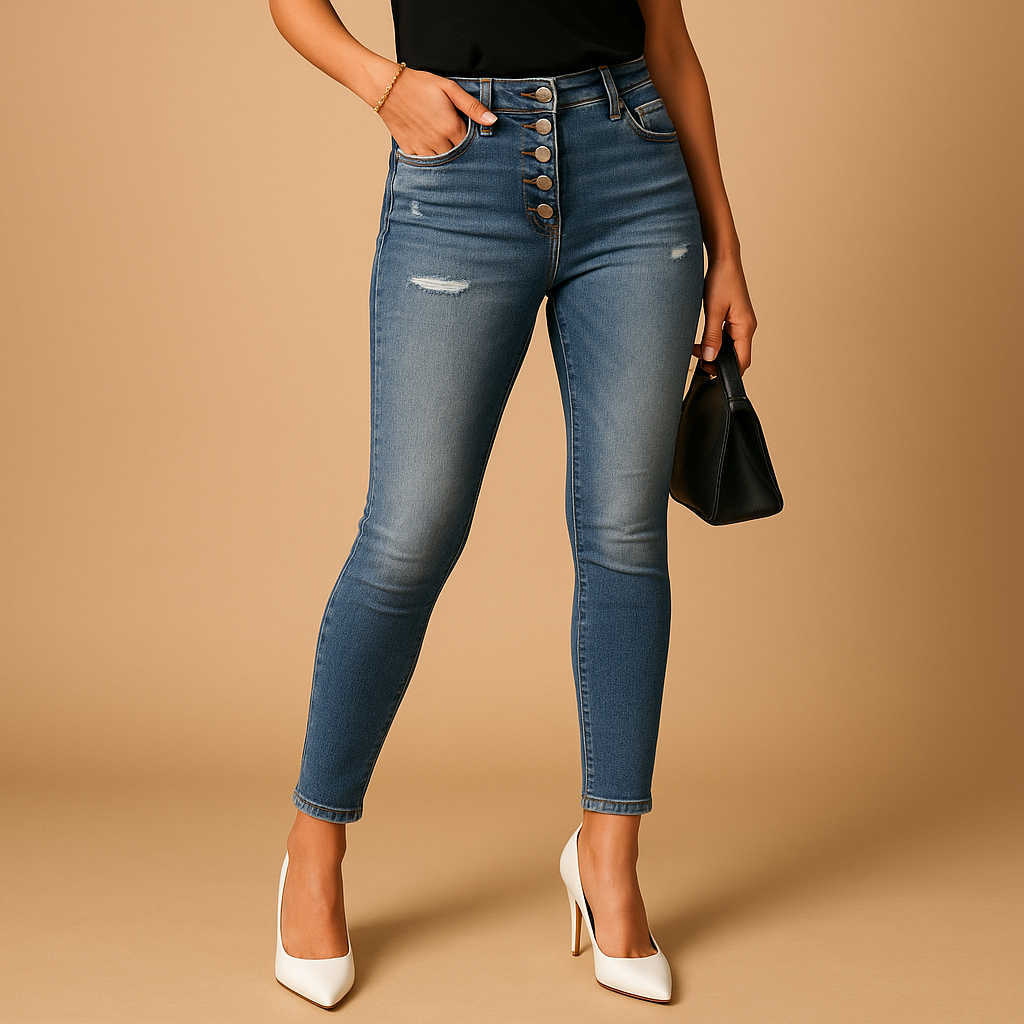 Ripped Slim Fit Women's Jeans | Distressed Denim | Casual Wear | Versatile Everyday Style