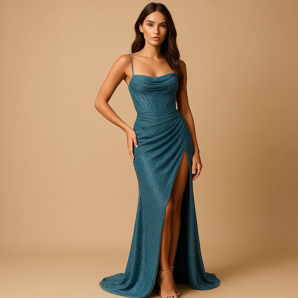 Satin corset dress with slit for women | Isabella