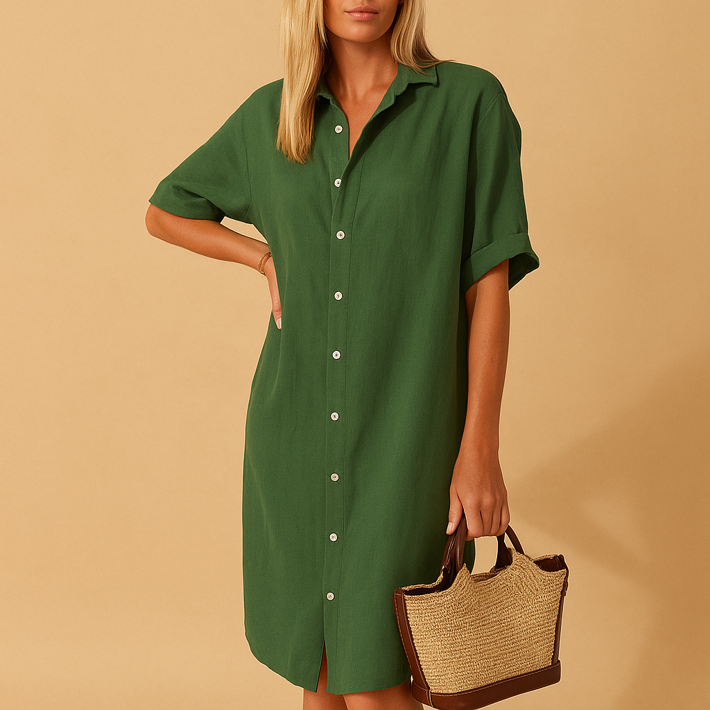 Shirt dress with short sleeves for women | Clara