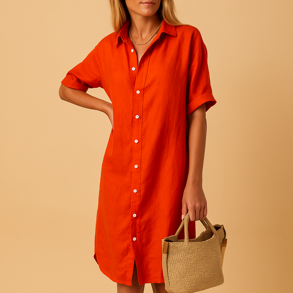 Shirt dress with short sleeves for women | Clara