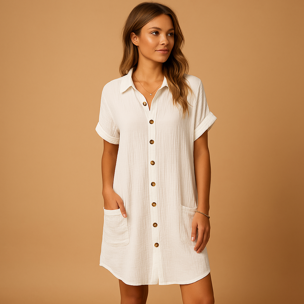 Shirt-style midi dress for women | Hazel