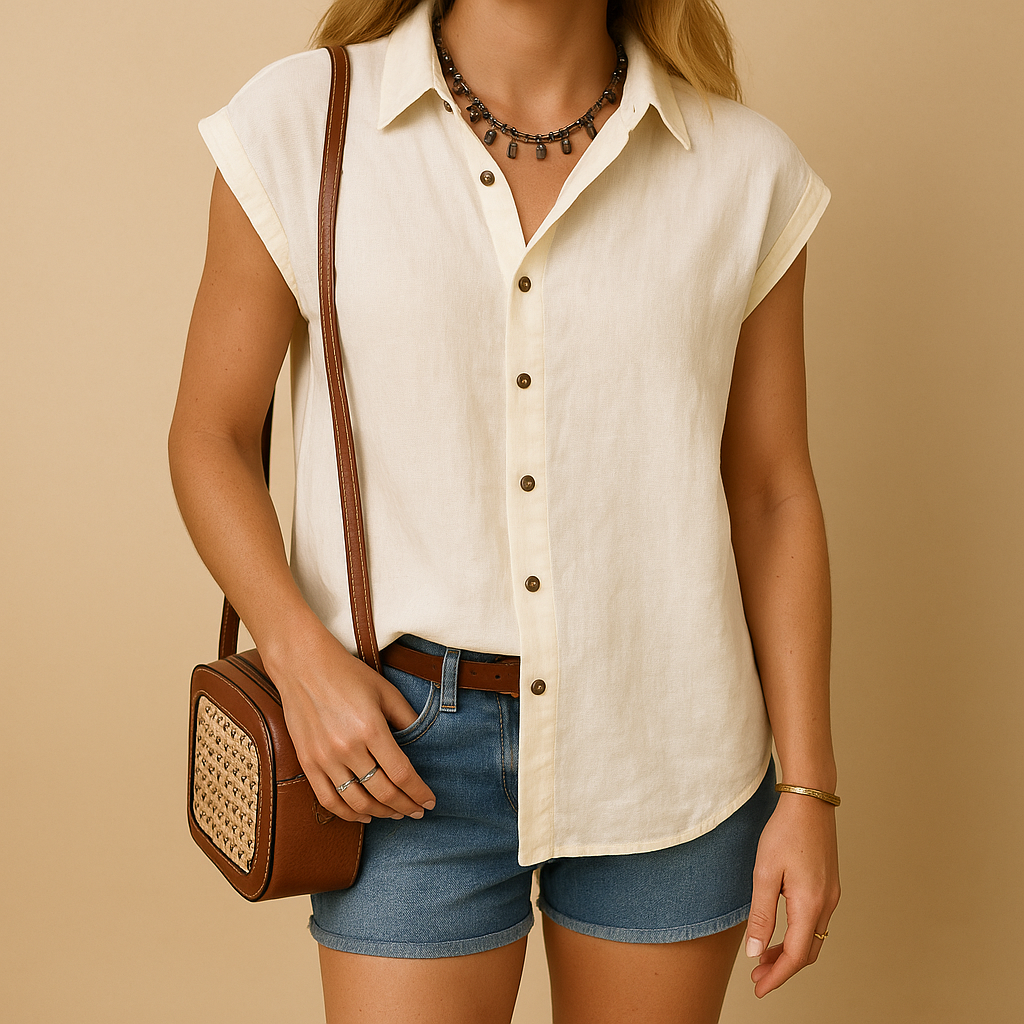 Sleeveless Women's Summer Shirt | Lightweight Cotton | Casual Style | Perfect for Warm Weather Wear