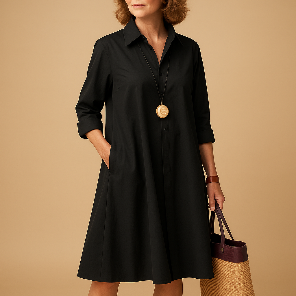 Stretch polo dress with collar for women | Hazel