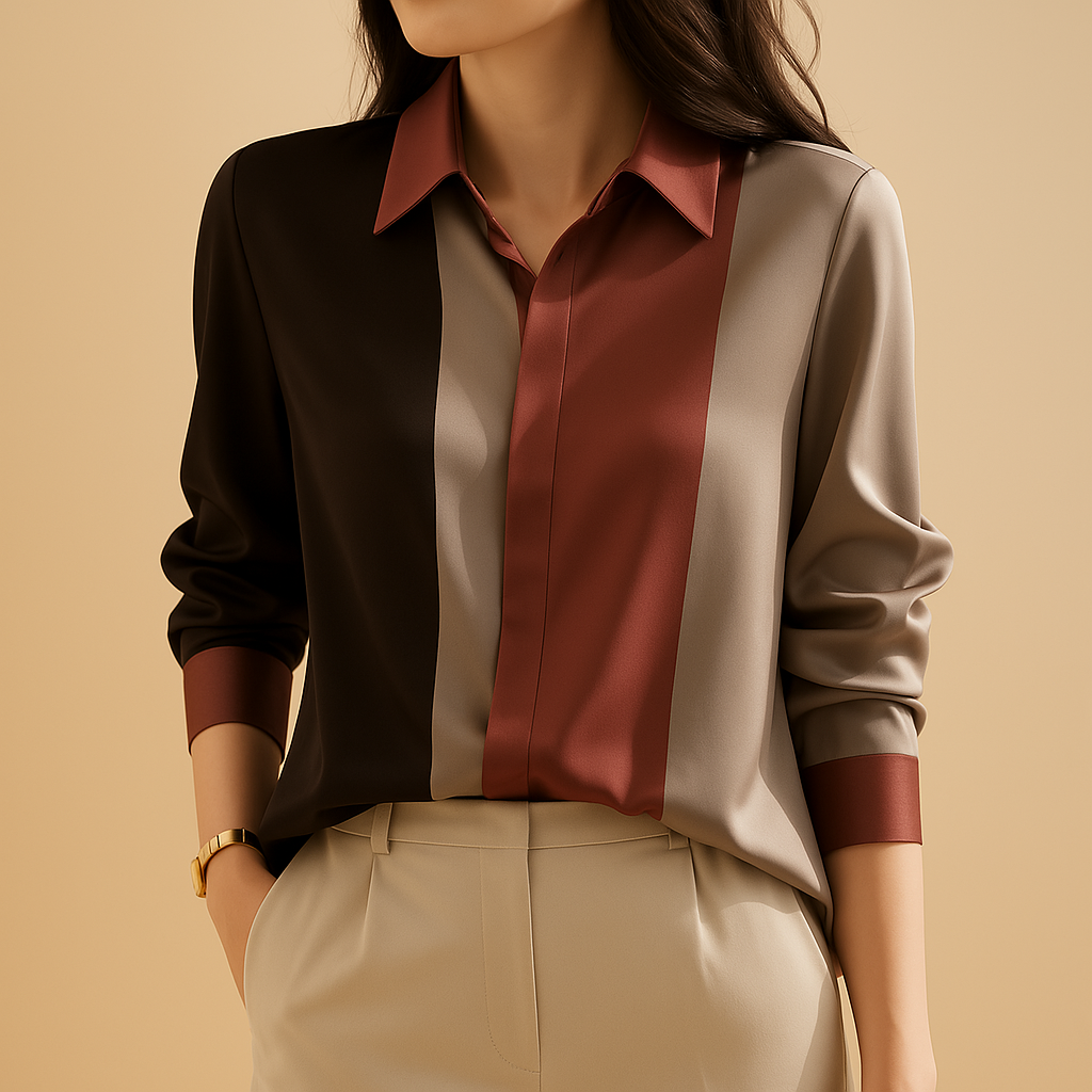 Striped Satin Blouse for Women | Elegant Casual Top for Work or Outings