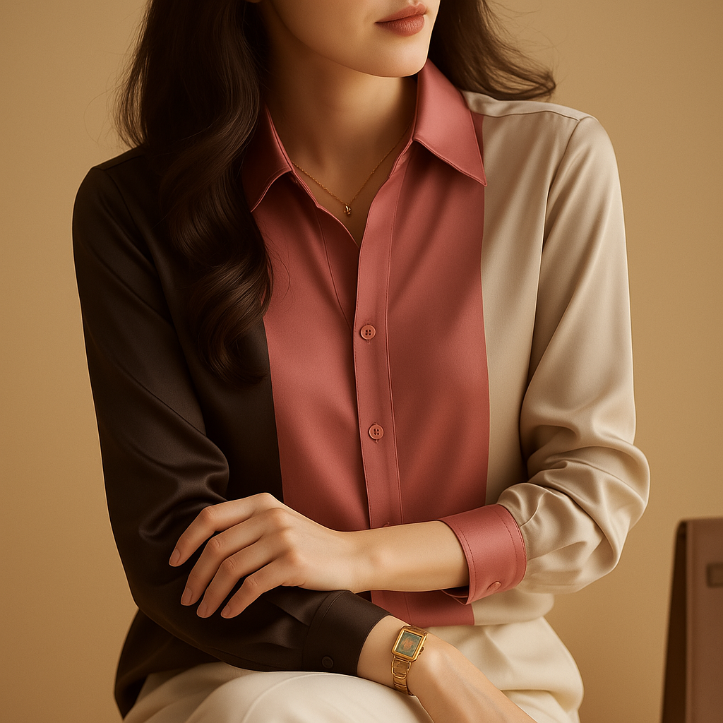 Striped Satin Blouse for Women | Elegant Casual Top for Work or Outings