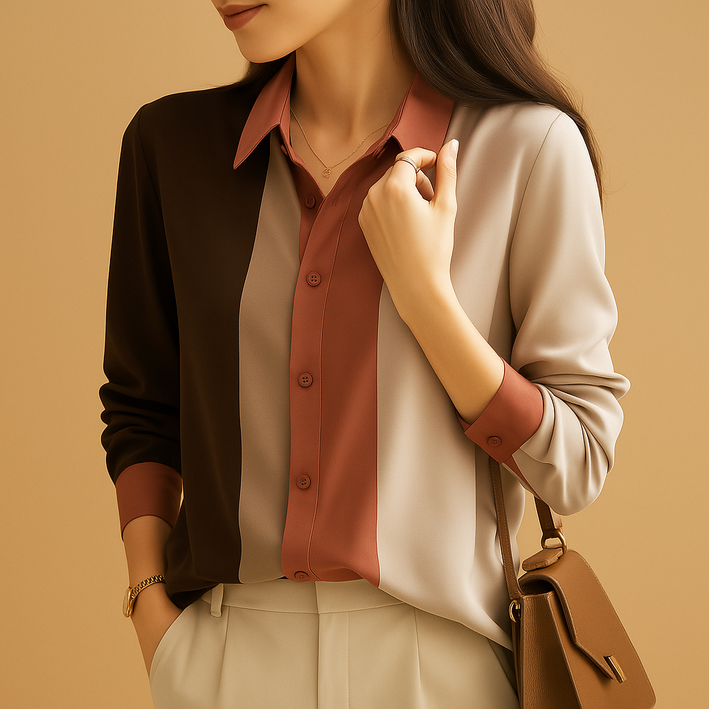 Striped Satin Blouse for Women | Elegant Casual Top for Work or Outings