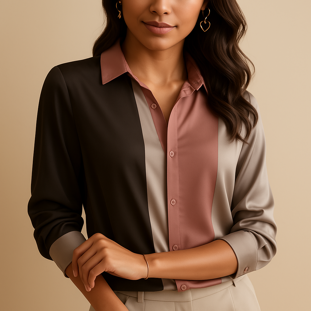Striped Satin Blouse for Women | Elegant Casual Top for Work or Outings