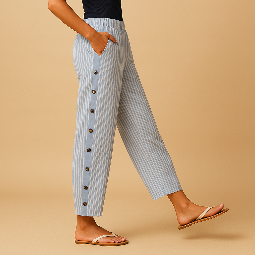 Striped Women's Elegant Pants | Lightweight Fabric | Formal or Casual Wear | Versatile Trousers for Office or Events