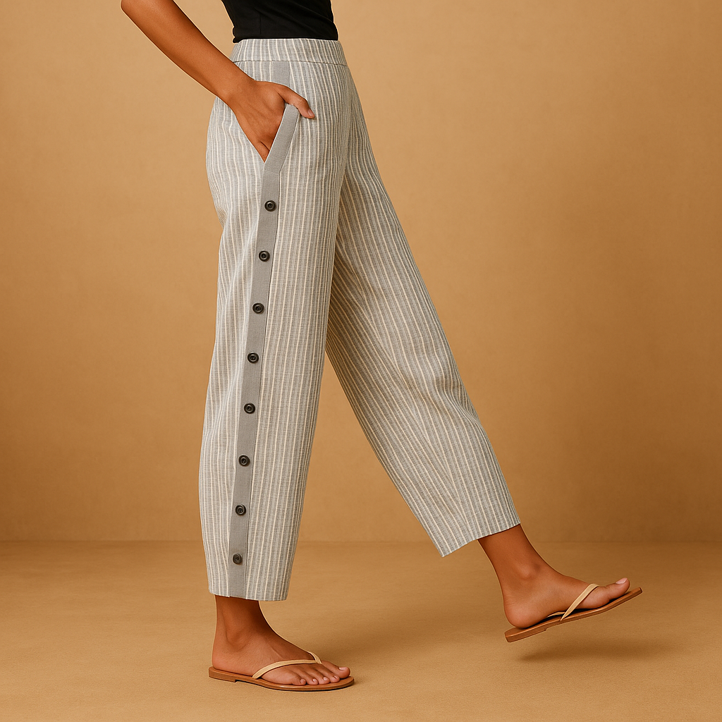 Striped Women's Elegant Pants | Lightweight Fabric | Formal or Casual Wear | Versatile Trousers for Office or Events