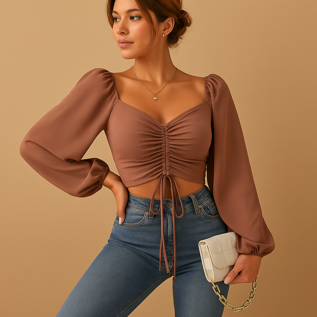 Sweetheart Neckline Women's Blouse | Lightweight Fabric | Casual or Dressy Wear