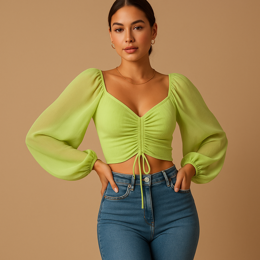 Sweetheart Neckline Women's Blouse | Lightweight Fabric | Casual or Dressy Wear