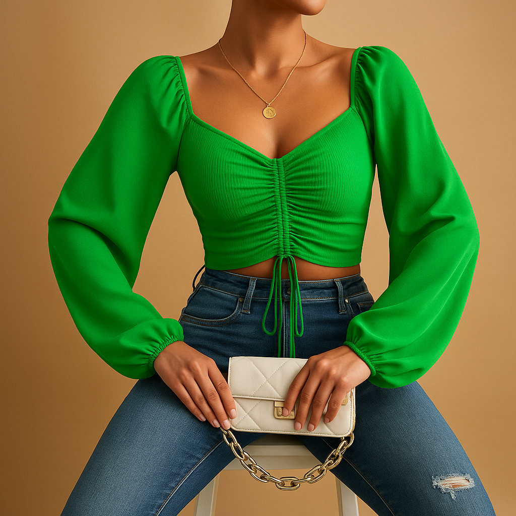 Sweetheart Neckline Women's Blouse | Lightweight Fabric | Casual or Dressy Wear