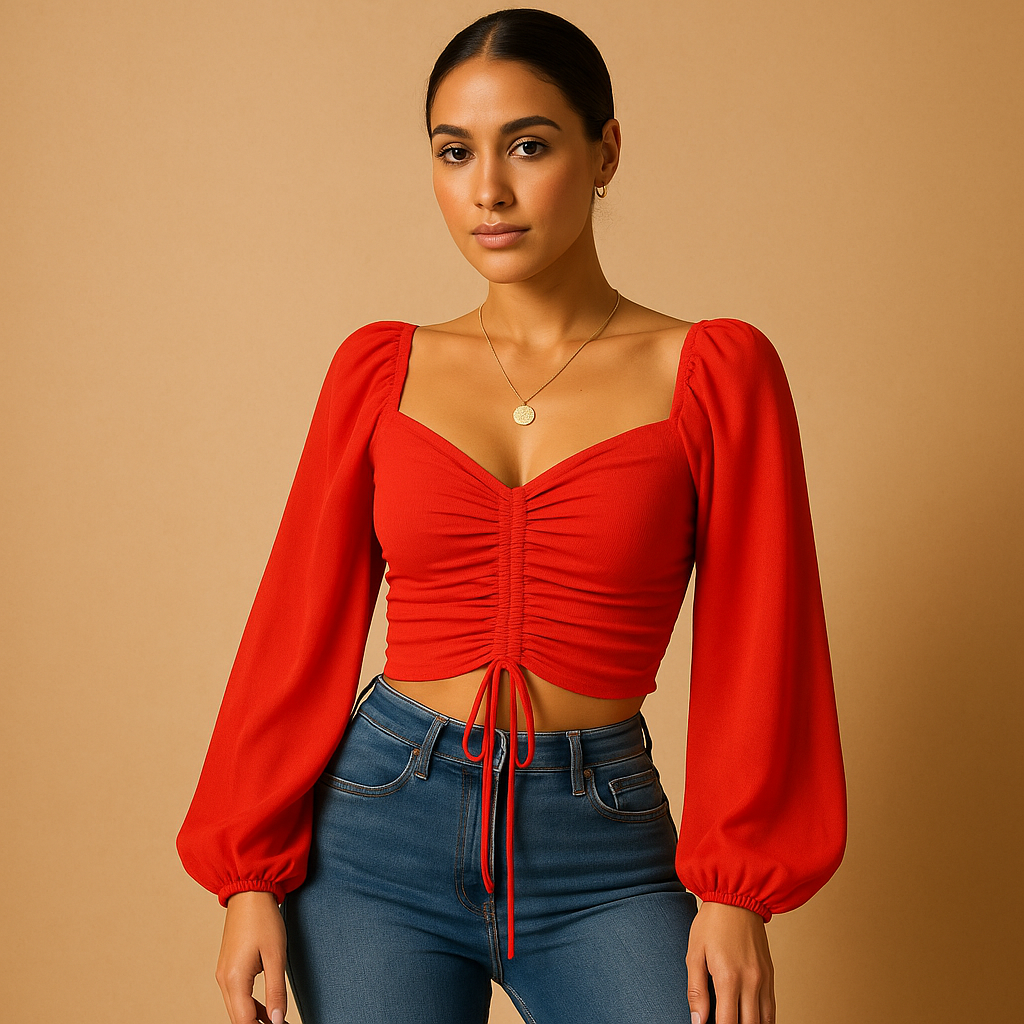 Sweetheart Neckline Women's Blouse | Lightweight Fabric | Casual or Dressy Wear