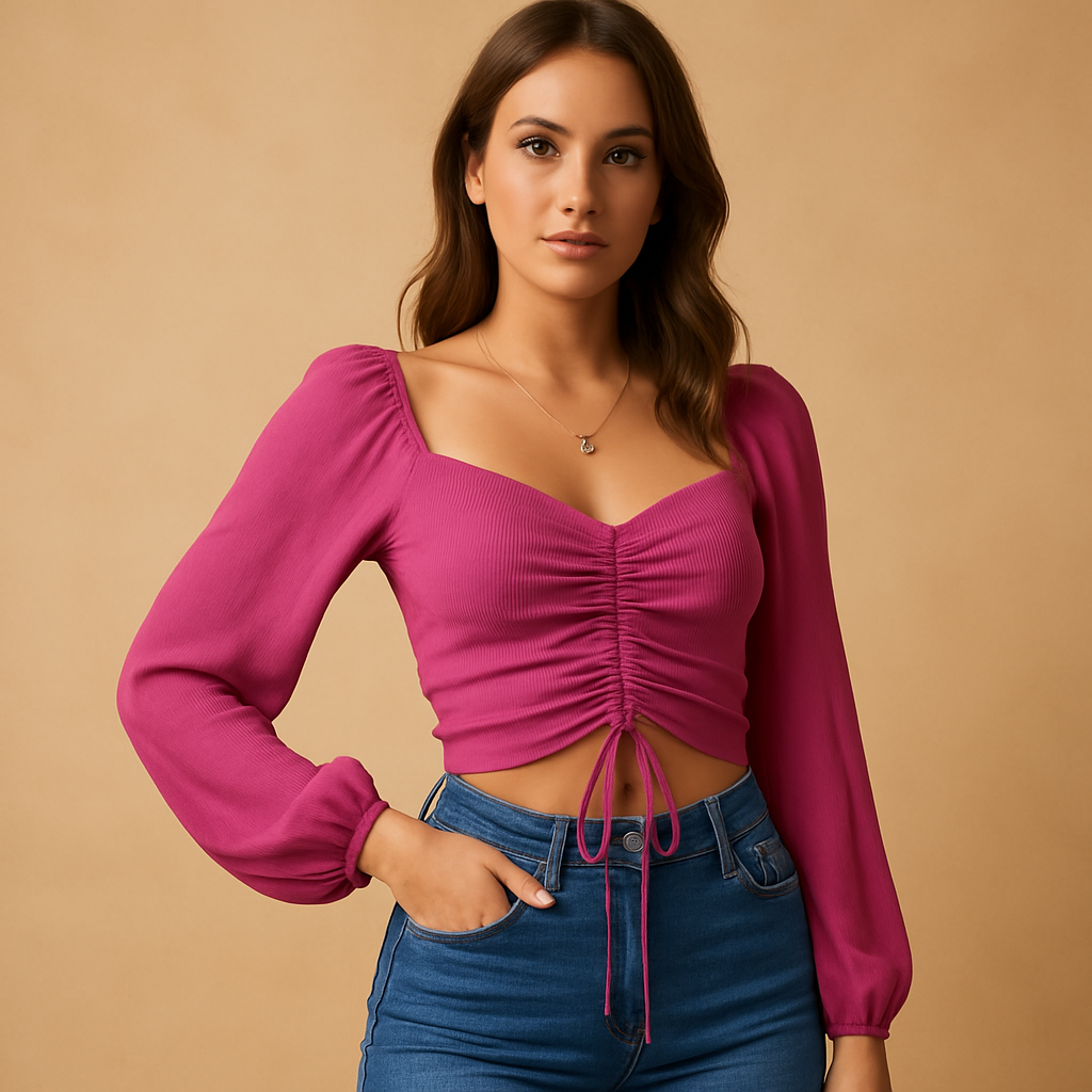 Sweetheart Neckline Women's Blouse | Lightweight Fabric | Casual or Dressy Wear