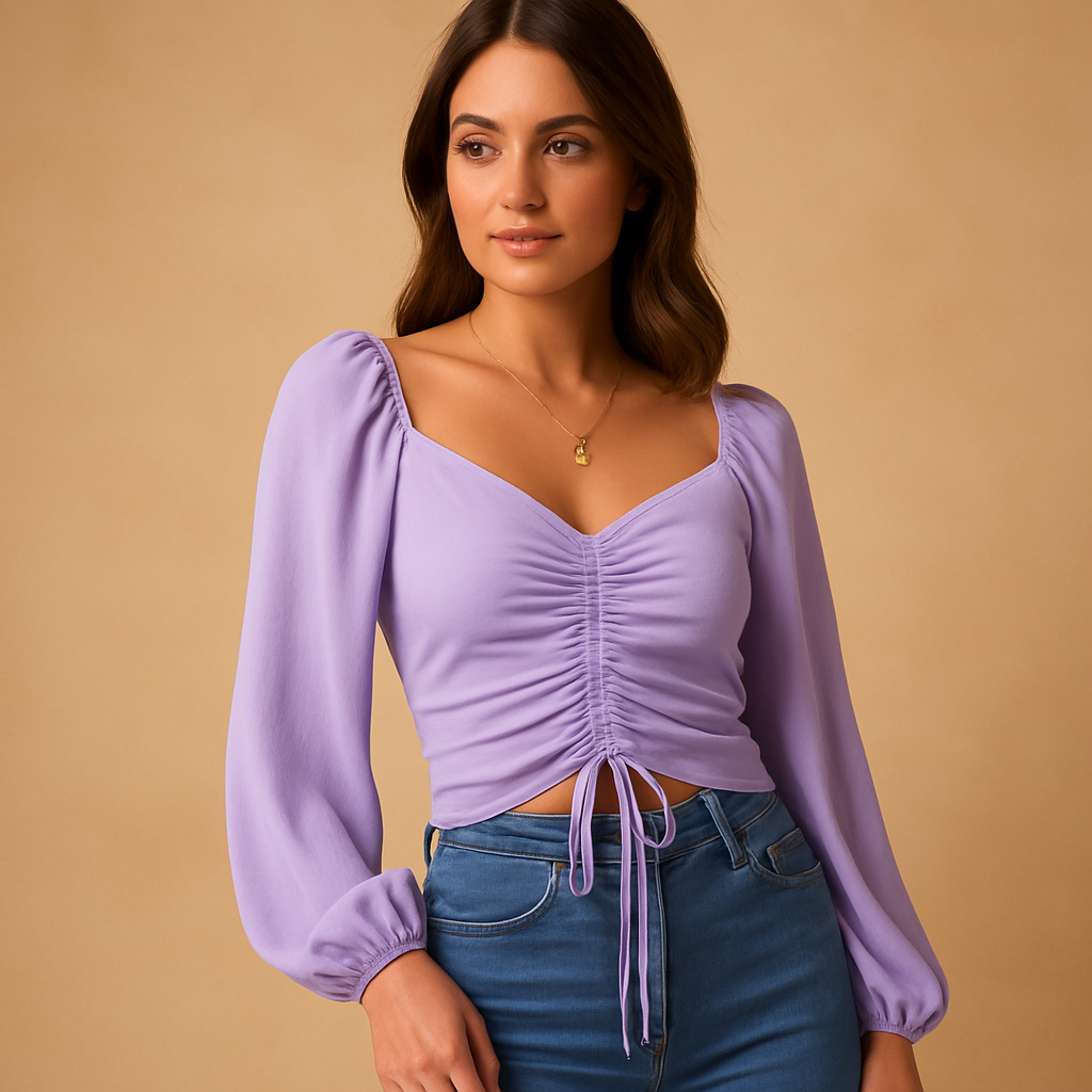 Sweetheart Neckline Women's Blouse | Lightweight Fabric | Casual or Dressy Wear