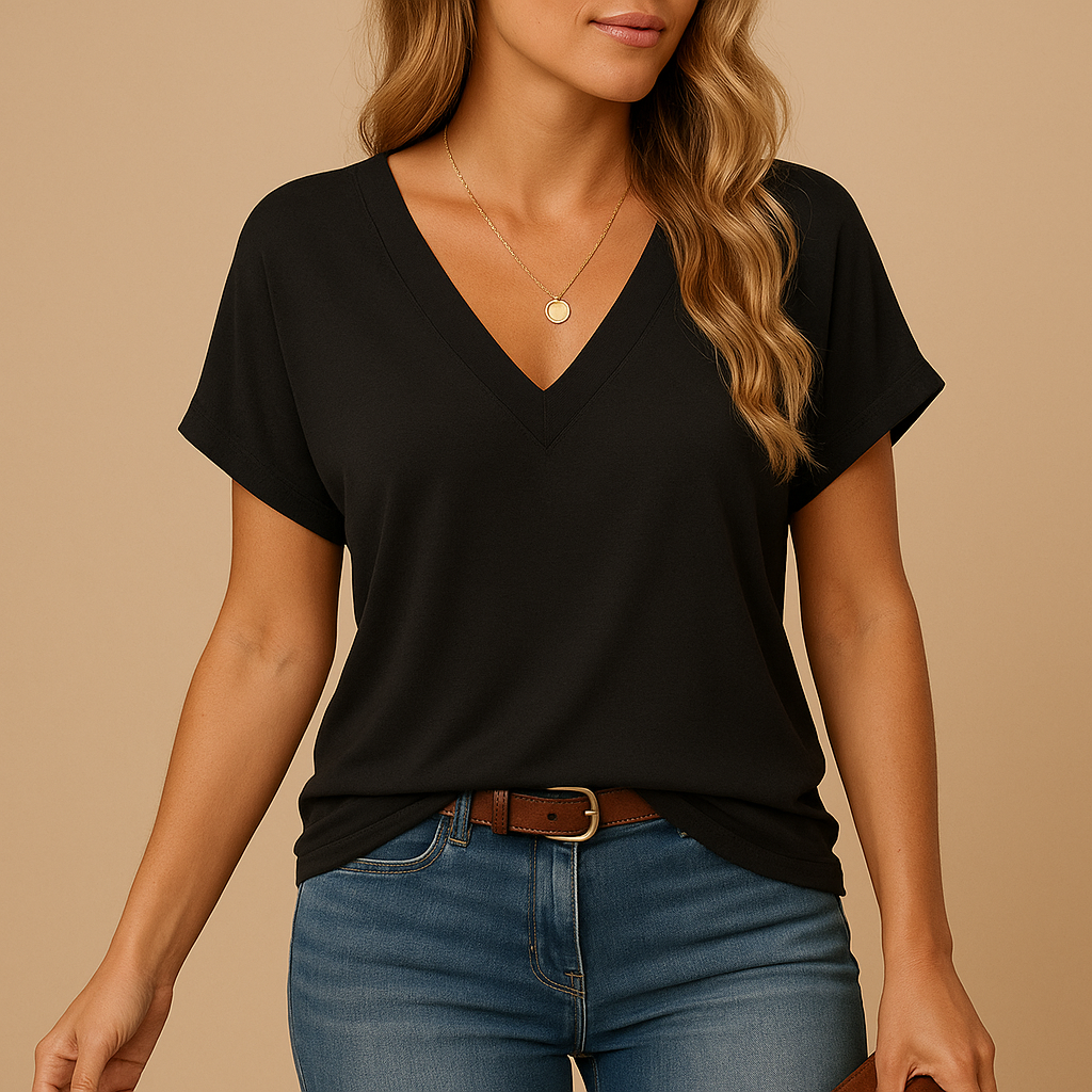 V-neck Puff Sleeve Blouse for Women | Lightweight Fabric | Casual or Dressy Wear