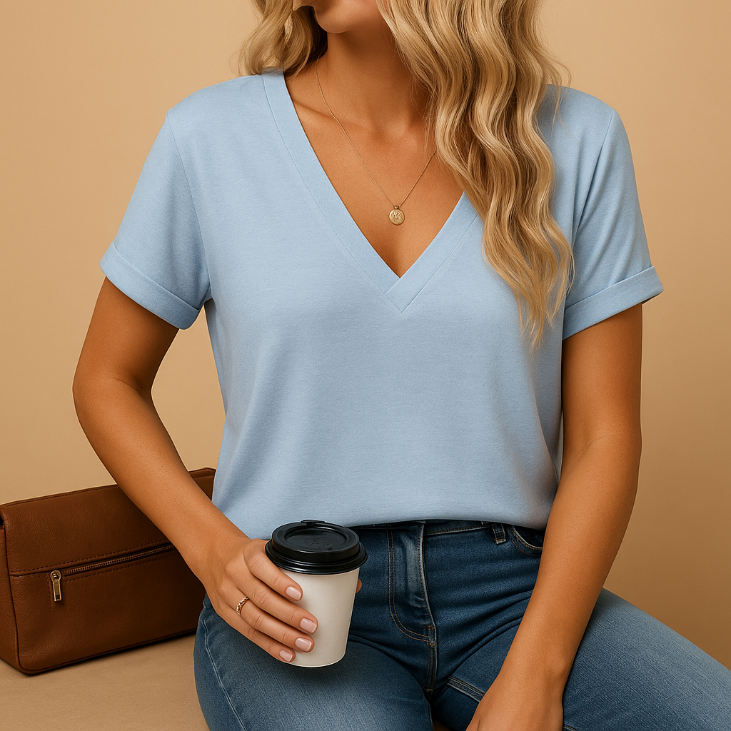 V-neck Puff Sleeve Blouse for Women | Lightweight Fabric | Casual or Dressy Wear