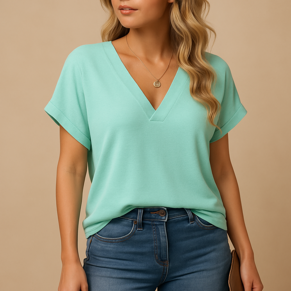 V-neck Puff Sleeve Blouse for Women | Lightweight Fabric | Casual or Dressy Wear