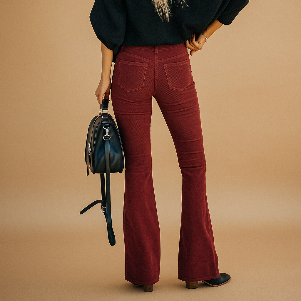 Violet Flared Corduroy Pants for Women | Stylish Casual Wear | Comfortable Fit