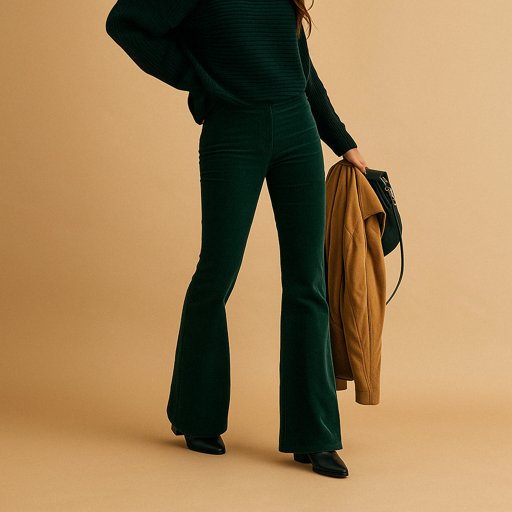 Violet Flared Corduroy Pants for Women | Stylish Casual Wear | Comfortable Fit