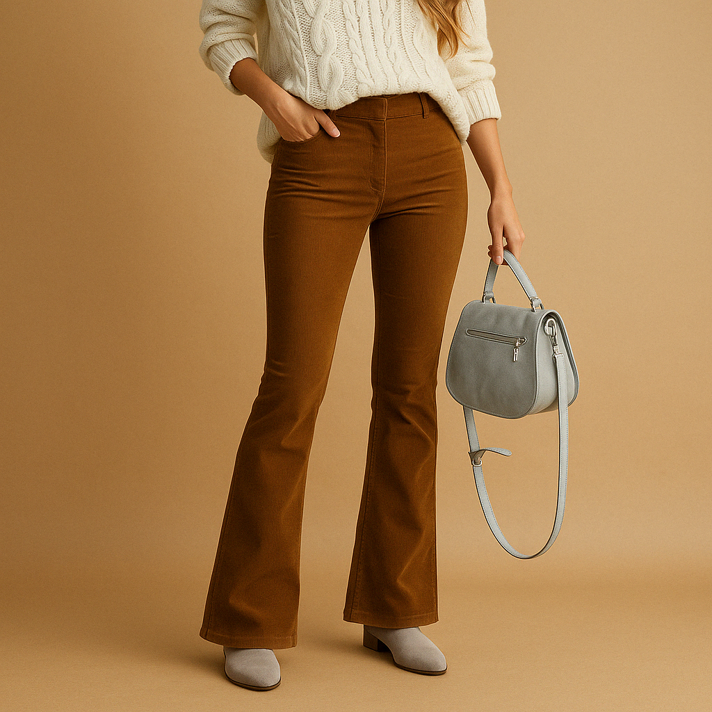 Violet Flared Corduroy Pants for Women | Stylish Casual Wear | Comfortable Fit