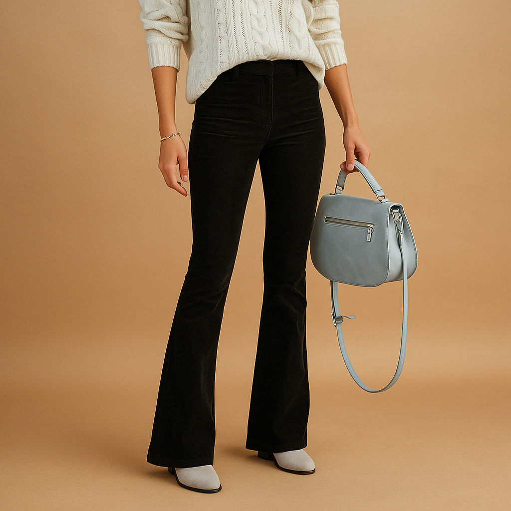 Violet Flared Corduroy Pants for Women | Stylish Casual Wear | Comfortable Fit