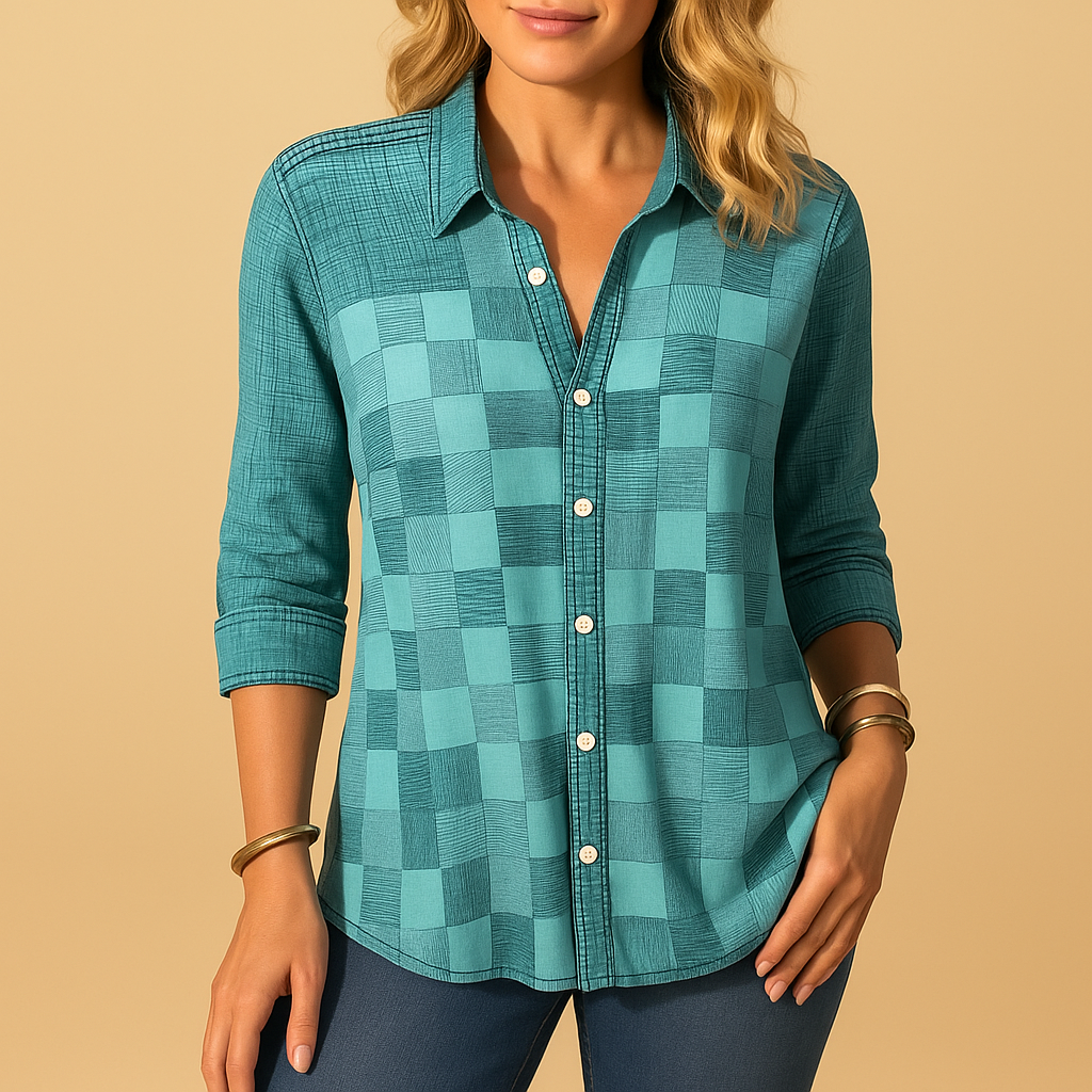 Women's Checkered Blouse | Lightweight Cotton, Casual Style, Perfect for Everyday Wear