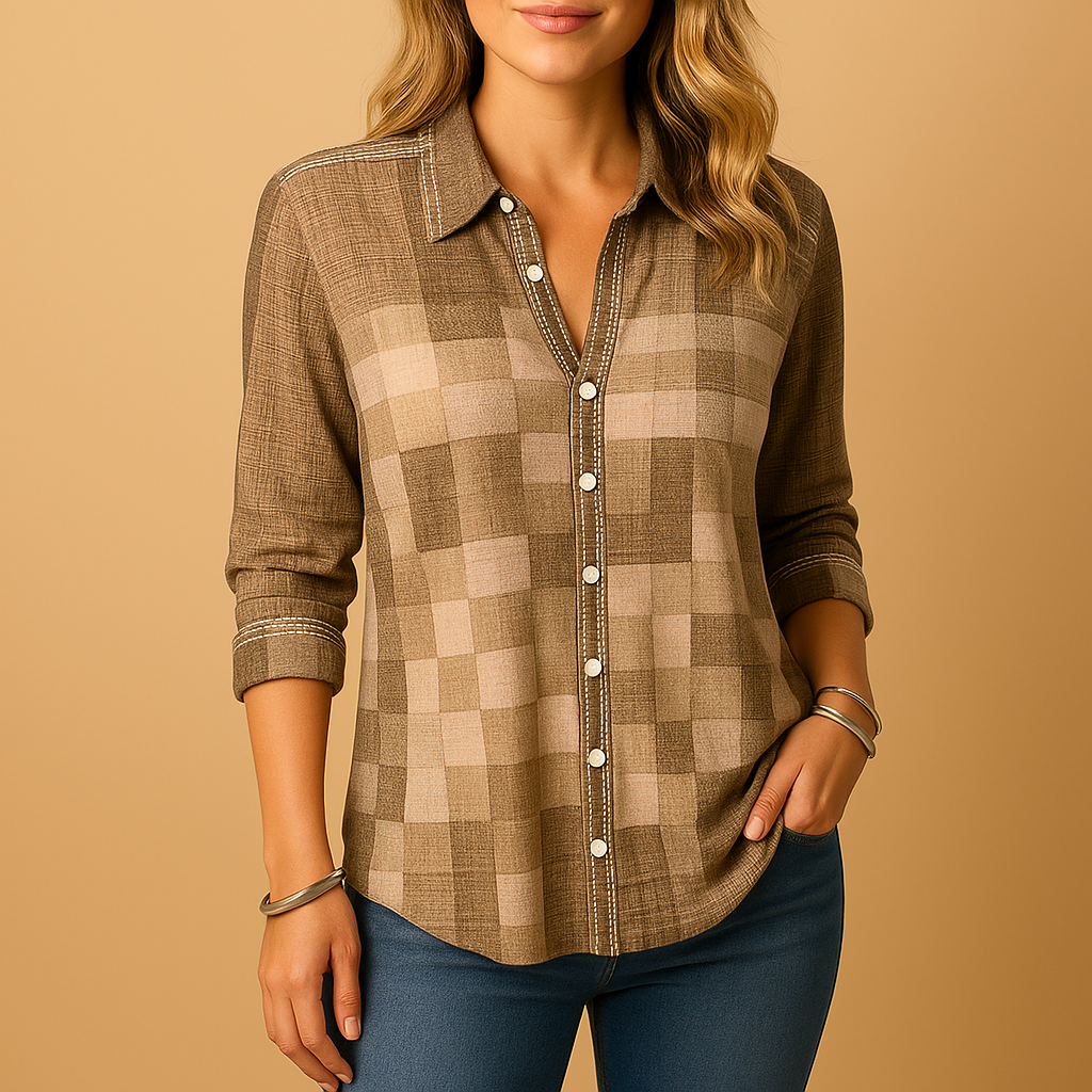 Women's Checkered Blouse | Lightweight Cotton, Casual Style, Perfect for Everyday Wear