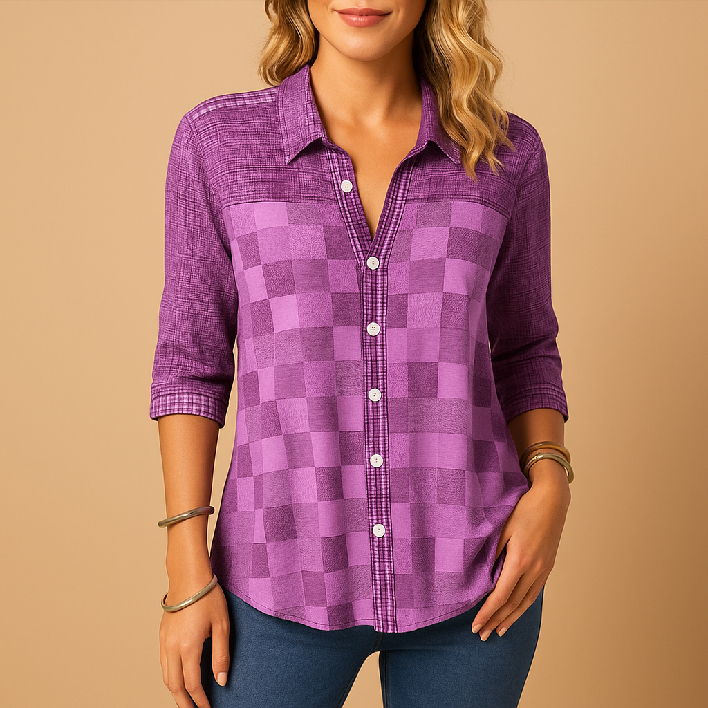 Women's Checkered Blouse | Lightweight Cotton, Casual Style, Perfect for Everyday Wear
