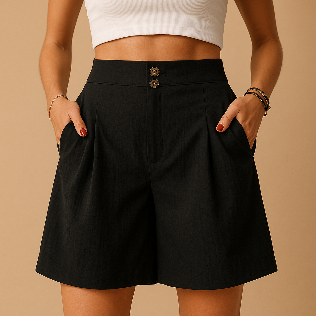 Women's Elegant Button Detail Shorts | Stylish Casual Wear for Summer | Lightweight Fabric