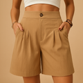 Women's Elegant Button Detail Shorts | Stylish Casual Wear for Summer | Lightweight Fabric