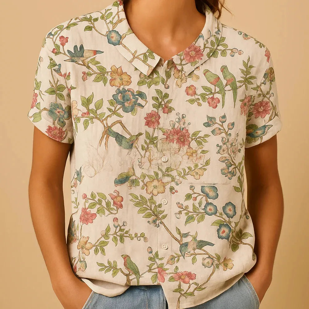 Women's Floral Print Blouse in Violet | Lightweight Fabric, Casual Style, Perfect for Everyday Wear