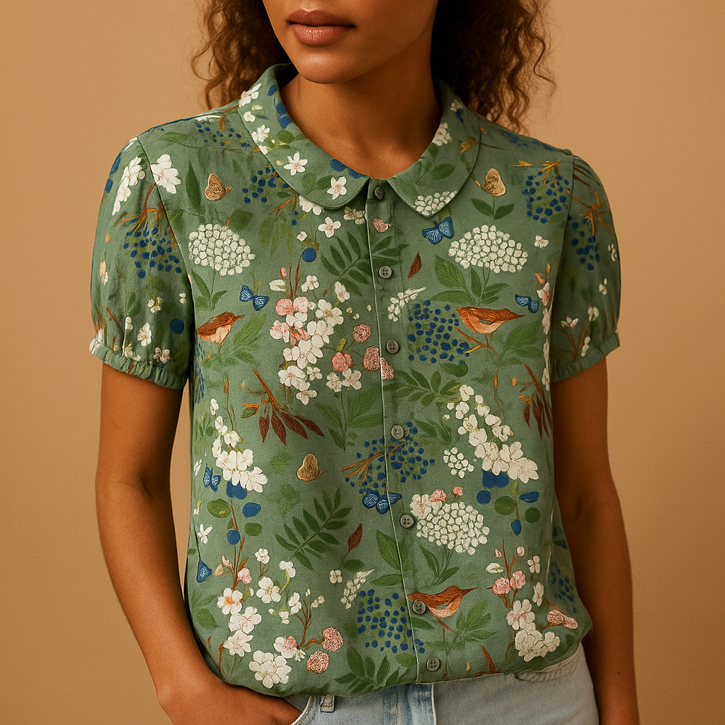 Women's Floral Print Blouse in Violet | Lightweight Fabric, Casual Style, Perfect for Everyday Wear