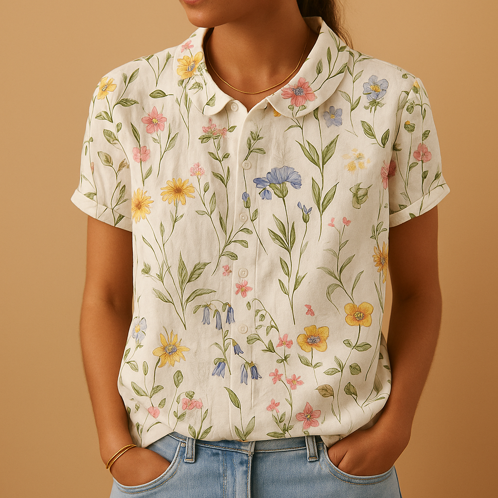 Women's Floral Print Blouse in Violet | Lightweight Fabric, Casual Style, Perfect for Everyday Wear