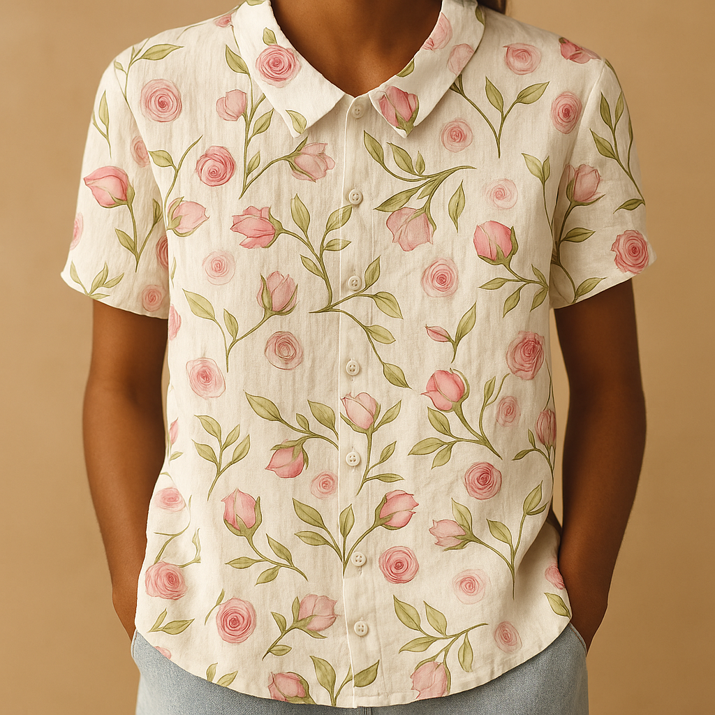 Women's Floral Print Blouse in Violet | Lightweight Fabric, Casual Style, Perfect for Everyday Wear