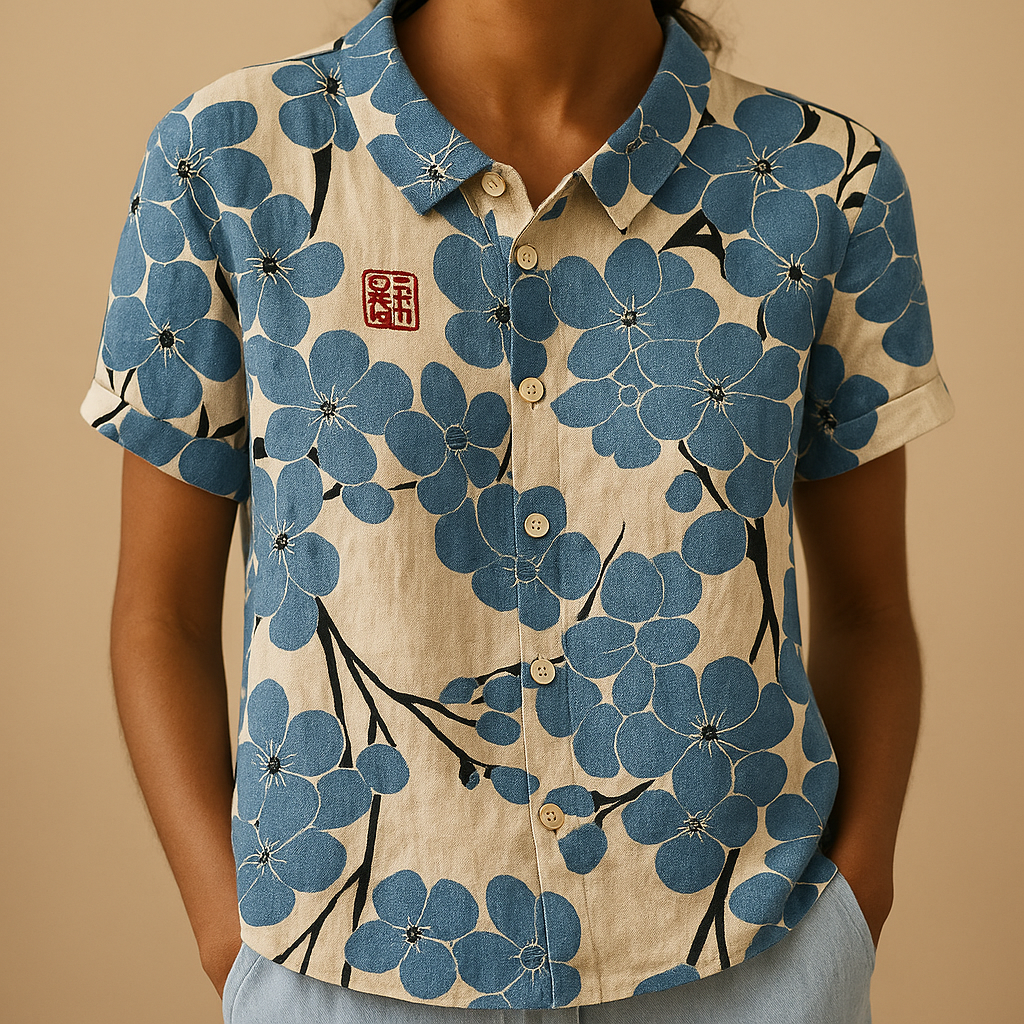 Women's Floral Print Blouse in Violet | Lightweight Fabric, Casual Style, Perfect for Everyday Wear