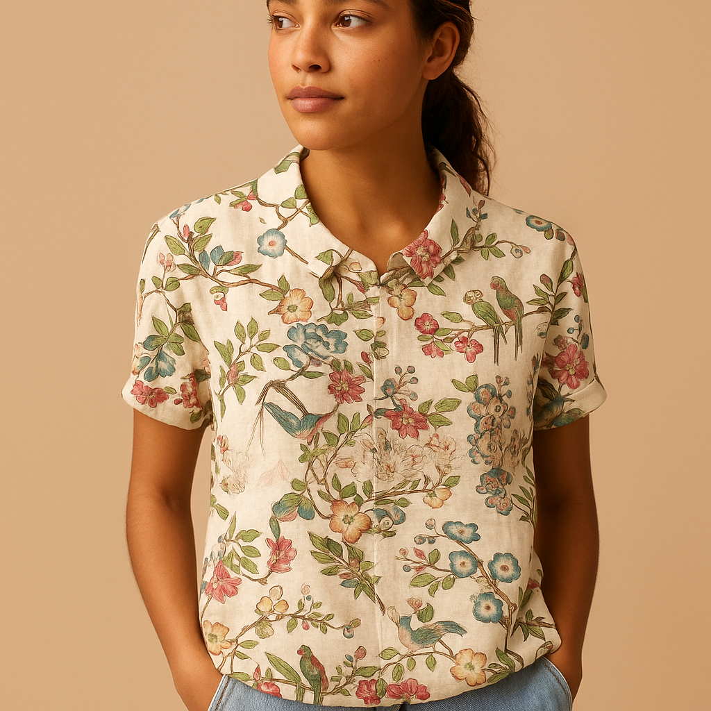 Women's Floral Print Blouse in Violet | Lightweight Fabric, Casual Style, Perfect for Everyday Wear