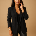 Women's Long Tailored Blazer - Structured Design for Office and Casual Wear - Versatile and Elegant Outerwear