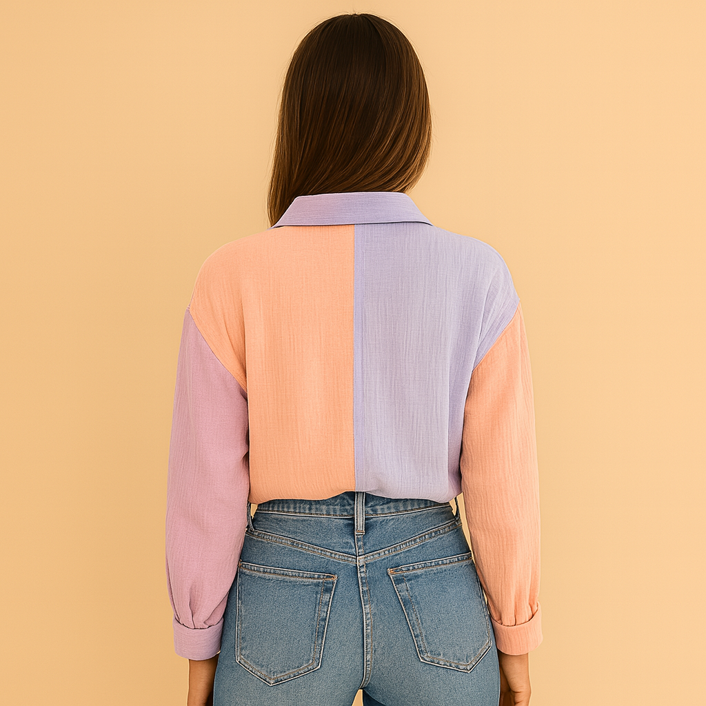 Women's Patchwork Blouse | Lightweight Fabric | Casual Style | Perfect for Everyday Wear