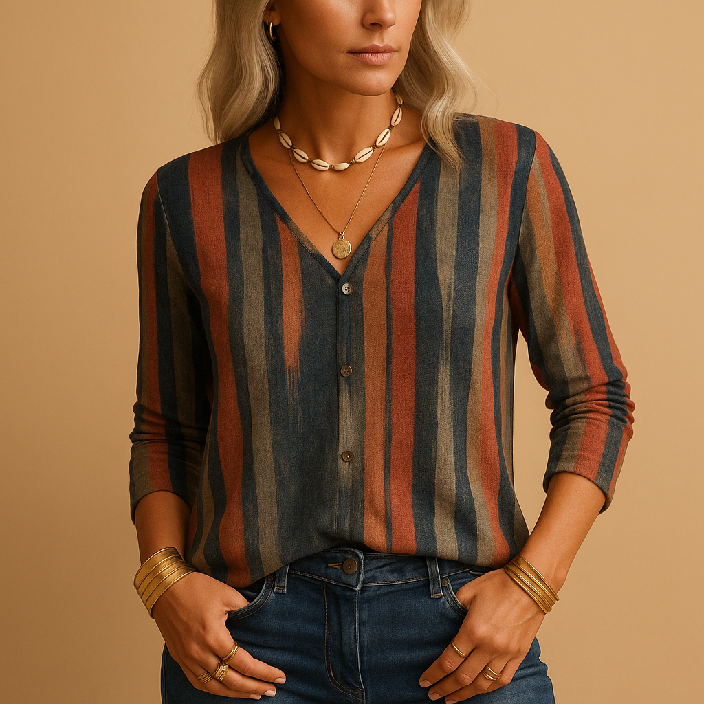 Women's Printed Long Sleeve Top - Soft Fabric, Casual Style for Everyday Wear