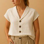 Women's Round Neck Summer Blouse - Lightweight Fabric, Casual Style, Perfect for Warm Weather