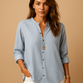 Women's Striped V-Neck Shirt | Lightweight Cotton Blend | Casual Wear Top