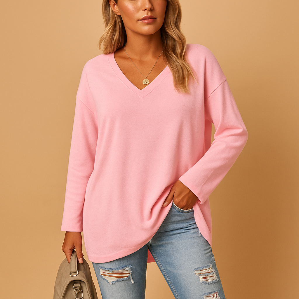 Women's Summer Round Neck Top - Lightweight Cotton Casual Tee - Perfect for Everyday Wear - Ruby Color