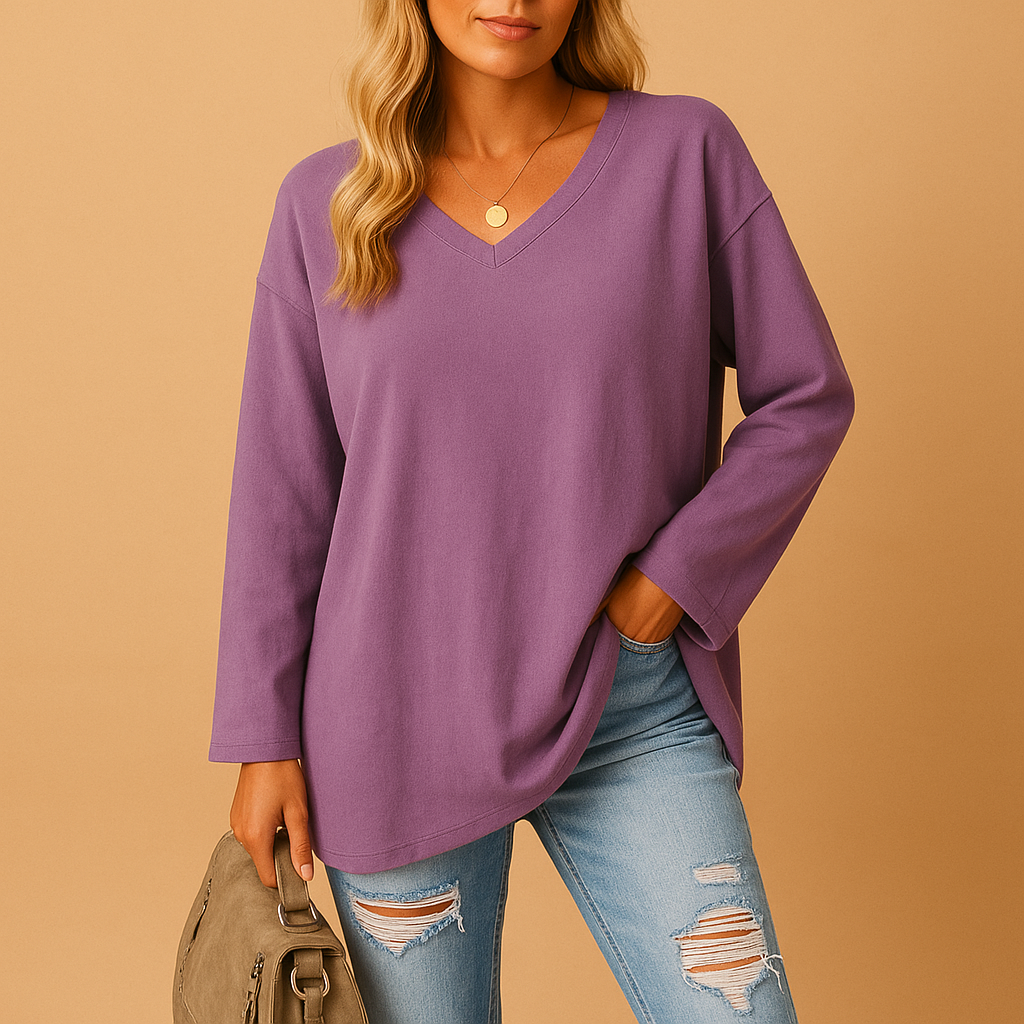 Women's Summer Round Neck Top - Lightweight Cotton Casual Tee - Perfect for Everyday Wear - Ruby Color